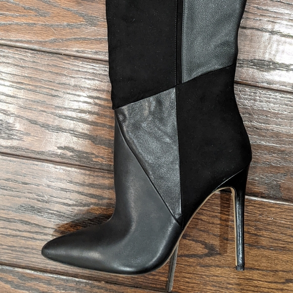 Aldo Cherell Black Leather Boots - 9 - Picture 2 of 11